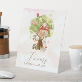 水の色エレガントウッドランドパーティーの赤ちゃんシャワーファボ 台座サイン