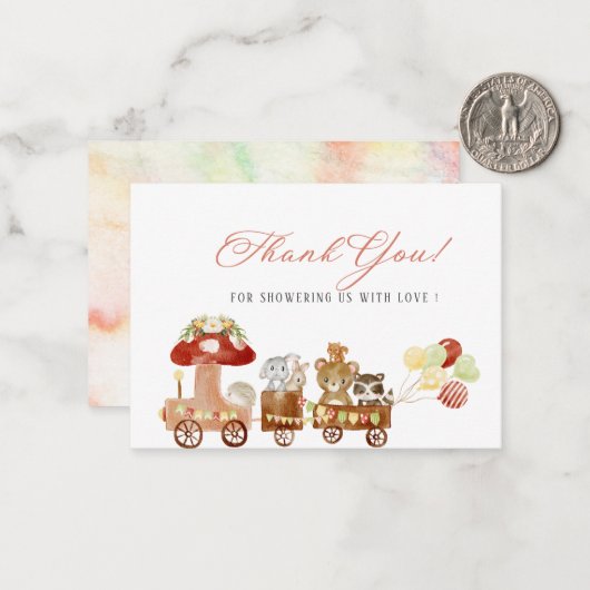 水の色エレガントウッドランドパーティーベビーシャワー ノートカード (正面/裏面インサイチュ)