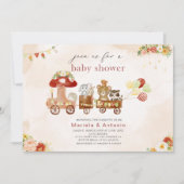 水の色エレガントウッドランドパーティーベビーシャワー 招待状 (正面)