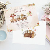 水の色エレガントウッドランドパーティーベビーシャワー 招待状