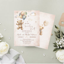 水の色エレガントクマのテディ赤ちゃんシャワー