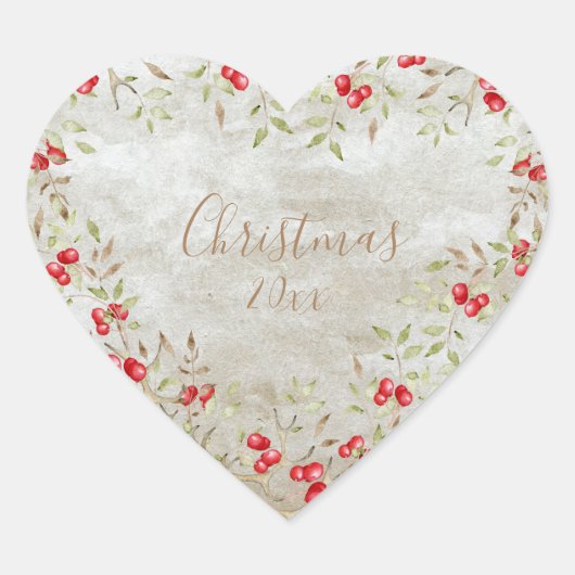 水の色エレガントクリスマスのパーソナライズ年 ハートシール (正面)