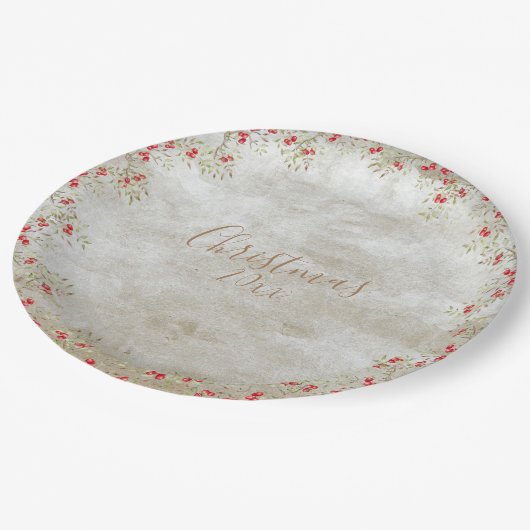 水の色エレガントクリスマスのパーソナライズ年 ペーパープレート (アングル)