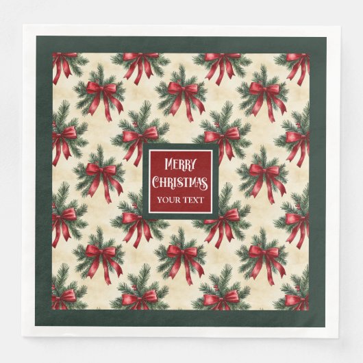 水の色エレガントクリスマスのモノグラムのナプキン (正面)