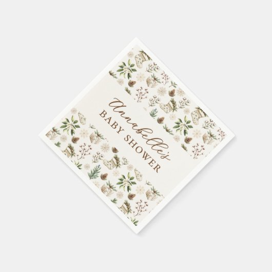 水の色エレガントクリスマスまたは冬の赤ちゃんシャワー スタンダードカクテルナプキン (角)