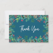 水の色エレガントクリスマス赤ちゃんシャワーブルー サンキューカード (正面)