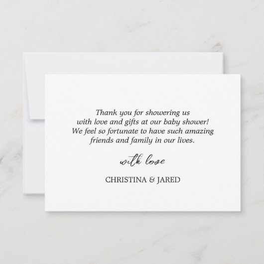 水の色エレガントクリスマス赤ちゃんシャワー サンキューカード (裏面)