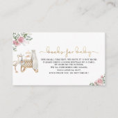 水の色エレガントコウノトリ女の子ピンクの赤ちゃんシャワーブー エンクロージャーカード (正面)