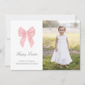 水の色エレガントコケット弓イースターフォト シーズンカード (正面)