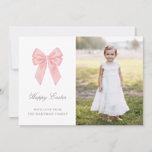 水の色エレガントコケット弓イースターフォト シーズンカード (正面)