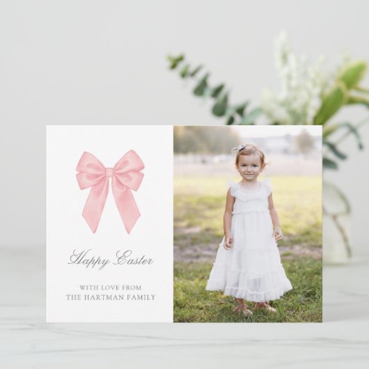 水の色エレガントコケット弓イースターフォト シーズンカード (スタンド正面)