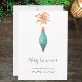 水の色エレガントターコイズクリスマスボーブル シーズンカード