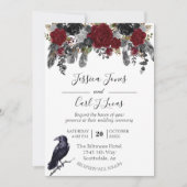 水の色エレガントハロウィーンフローラクロウフェザーI 招待状 (正面)