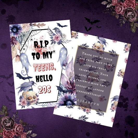 水の色エレガントハロウィーンリップ20大人の誕生日 サンキューカード