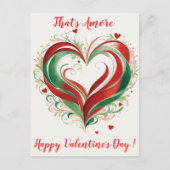 水の色エレガントハートバレンタインイタリア ポストカード (正面)