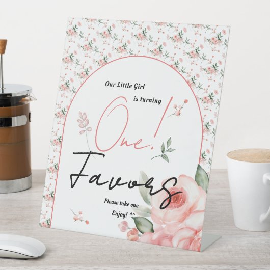 水の色エレガントバラ女の子1st誕生日の好意 台座サイン (インサイチュ)