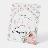 水の色エレガントバラ女の子1st誕生日の好意 台座サイン (正面)