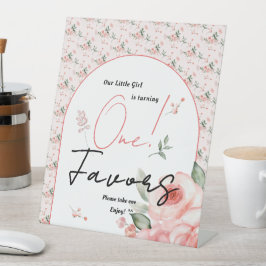 水の色エレガントバラ女の子1st誕生日の好意 台座サイン