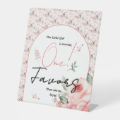 水の色エレガントバラ女の子1st誕生日の好意 台座サイン (正面)