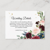 水の色エレガントバーガンディ赤面&金ゴールドドロップ エンクロージャーカード (正面)