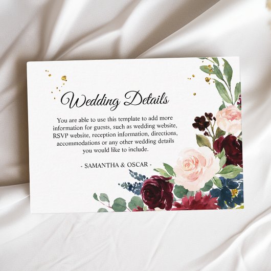 水の色エレガントバーガンディ赤面&金ゴールドドロップ エンクロージャーカード