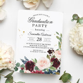 水の色エレガントバーガンディ赤面&金ゴールドドロップ 招待状