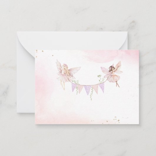 水の色エレガントパーティー魔法のフローラ妖精Pri ノートカード (裏面)