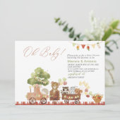 水の色エレガントピンクの弓ガール赤ちゃんシャワーInvi 招待状 (スタンド正面)