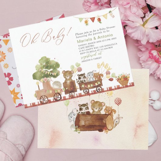 水の色エレガントピンクの弓ガール赤ちゃんシャワーInvi 招待状