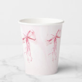 水の色エレガントピンクの弓ベビーシャワー 紙コップ (裏面)