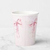 水の色エレガントピンクの弓ベビーシャワー 紙コップ (右)