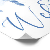 水の色エレガントフローラほこりっぽいブルーウェルカムサイン ポスター (角)