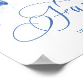 水の色エレガントフローラほこりっぽい青の好意サイン ポスター (角)