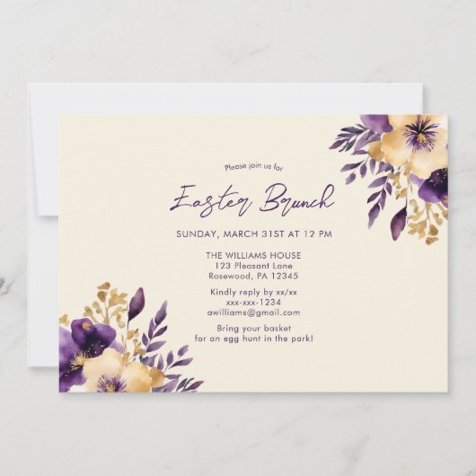 水の色エレガントフローライースターブランチ 招待状 (正面)