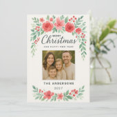 水の色エレガントフローラクリスマスフォトカード シーズンカード (スタンド正面)