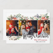 水の色エレガントフローラクリスマスフォトカード シーズンカード (正面/裏面)