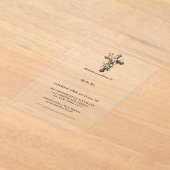 水の色エレガントフローラクロスバプテスマ アクリル招待状 (レイダウン)