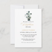 水の色エレガントフローラクロスバプテスマ 招待状 (正面)