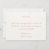 水の色エレガントフローラシックBridesmaid提案 カード (裏面)