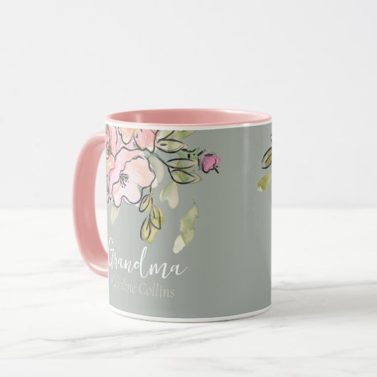 水の色エレガントフローラセージ緑おばあちゃん マグカップ (正面左)