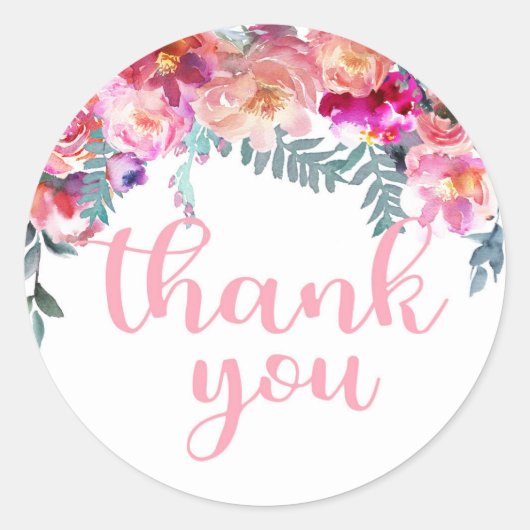水の色エレガントフローラドロップありがとう ラウンドシール (正面)