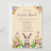 水の色エレガントフローラバニーイースター 招待状 (正面)