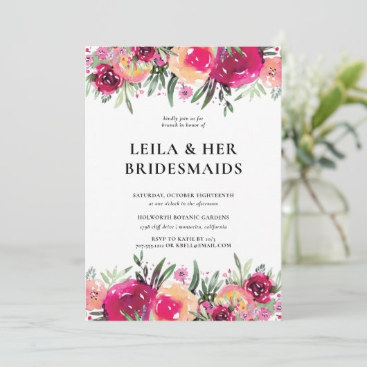 水の色エレガントフローラピンクブリーズメイドブランチ 招待状 (スタンド正面)