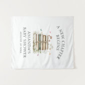 水の色エレガントフローラブックベビーシャワー タペストリー (正面(横))