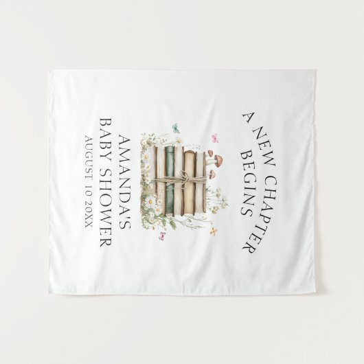 水の色エレガントフローラブックベビーシャワー タペストリー (正面(横))