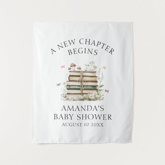 水の色エレガントフローラブックベビーシャワー タペストリー (正面)