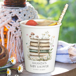 水の色エレガントフローラブックベビーシャワー 紙コップ