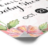 水の色エレガントフローラベビーシャワー歓迎サイン ポスター (角)