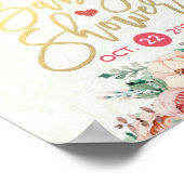 水の色エレガントフローラベビーシャワー歓迎サイン ポスター (角)