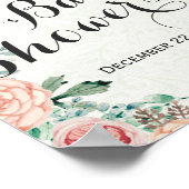 水の色エレガントフローラベビーシャワー歓迎サイン ポスター (角)